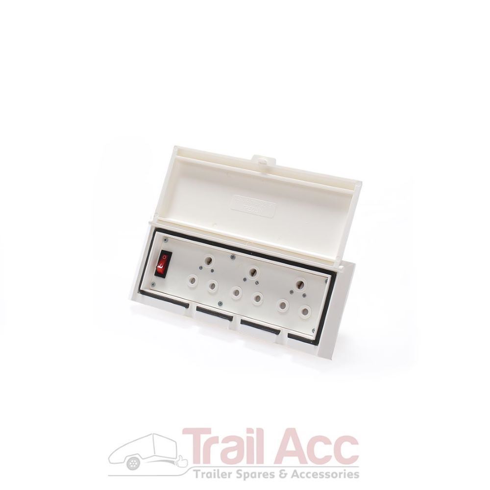 thumbnail image 2 of BCA Powerpart Caravan Utility Box PO121 – White External Inlet For TV / SAT, 12v & Continental Socket 2 of 4