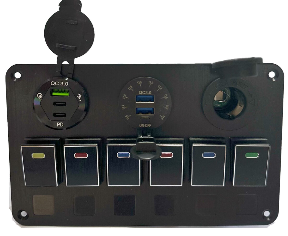 Lumeno Switch Panel (6) with 3 Sockets Black - Image 1